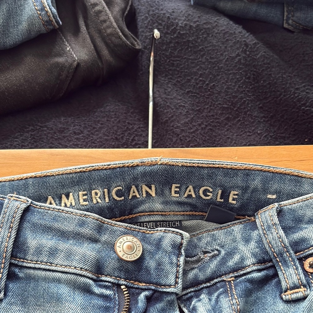 American Eagle Outfitters Super High Rise Flare Blue Jeans